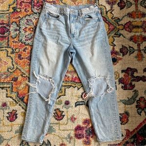 American eagle Light Wash Distressed Mom Jean Womens 12